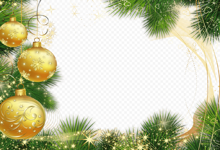 Christmas Frame Golden Balls