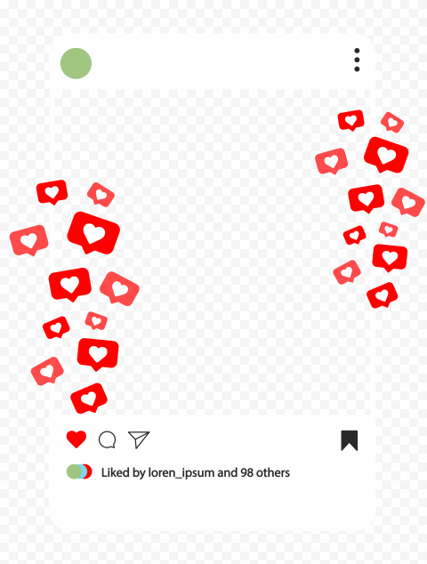 Png image Instagram Feed Post Mockup With Likes Floating Hearts