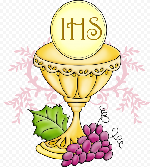 IHS logo illustration, First Communion Eucharist Symbol, holy communion, wine Glass, food, prayer png