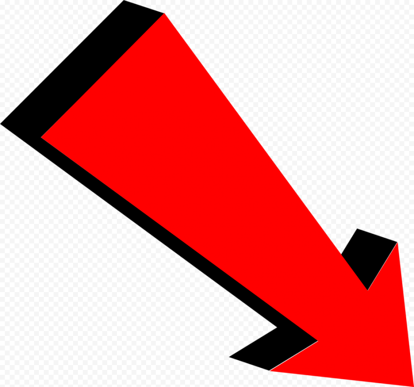 Red 3D Arrow Point Lower Right Corner   958x896