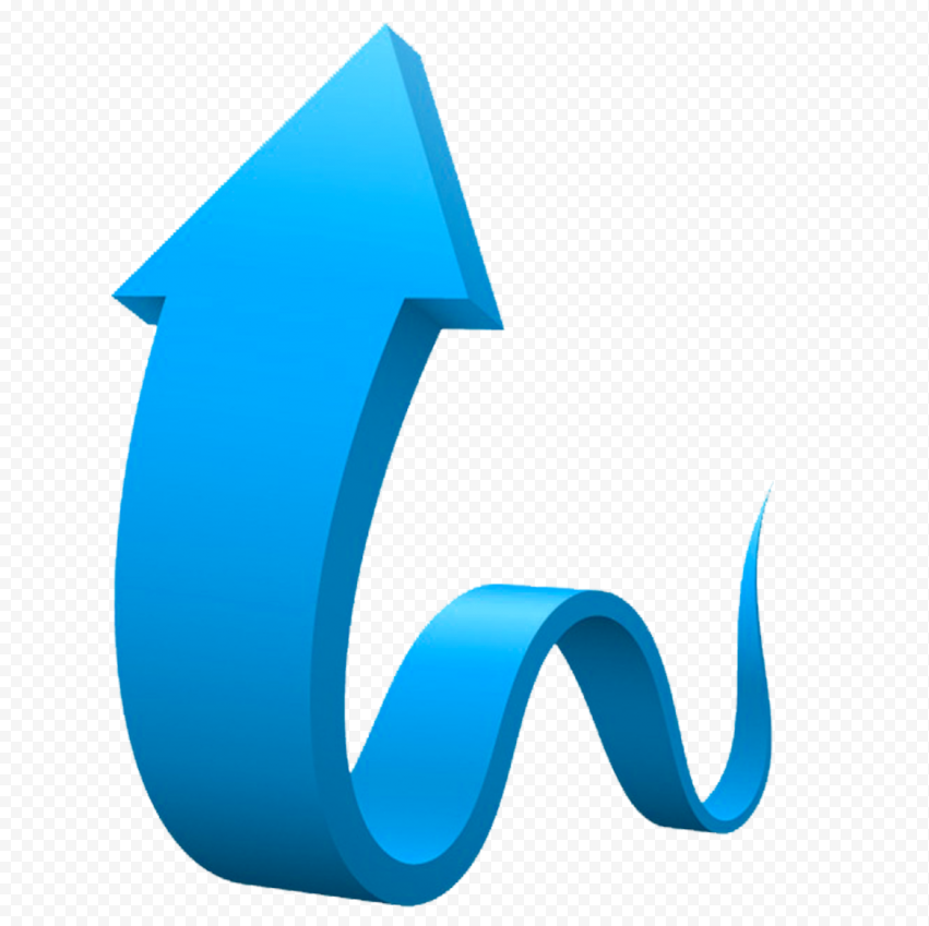 3D Graphic Blue Curved Arrow Up   1166x1164
