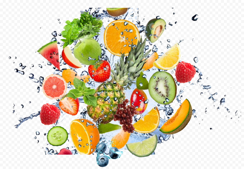 fruit water splash png clipart