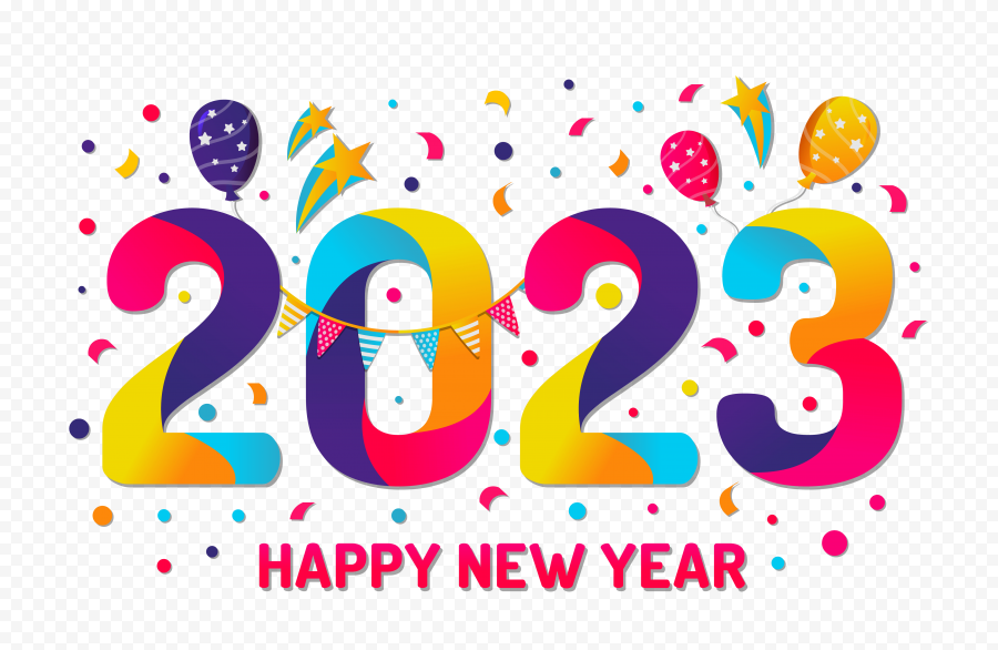 Colorful Happy New Year 2023 Text Design PNG IMG