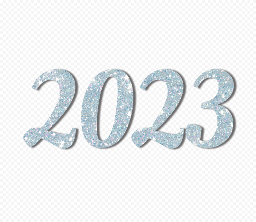2023 Silver New Year Glitter Font PNG