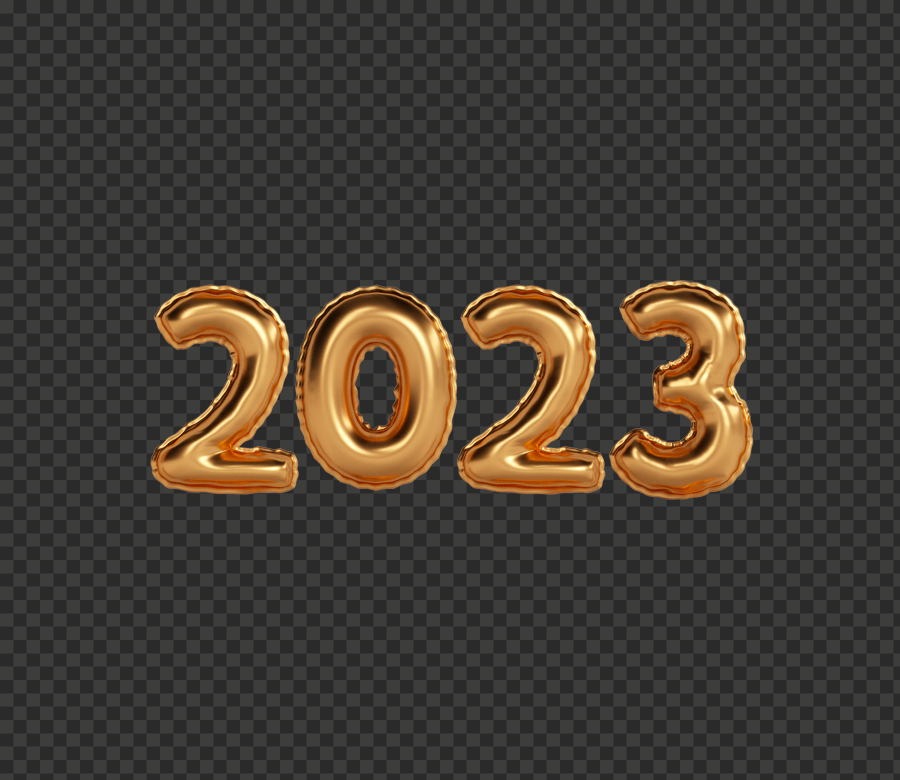 3D Gold 2023 Balloon PNG