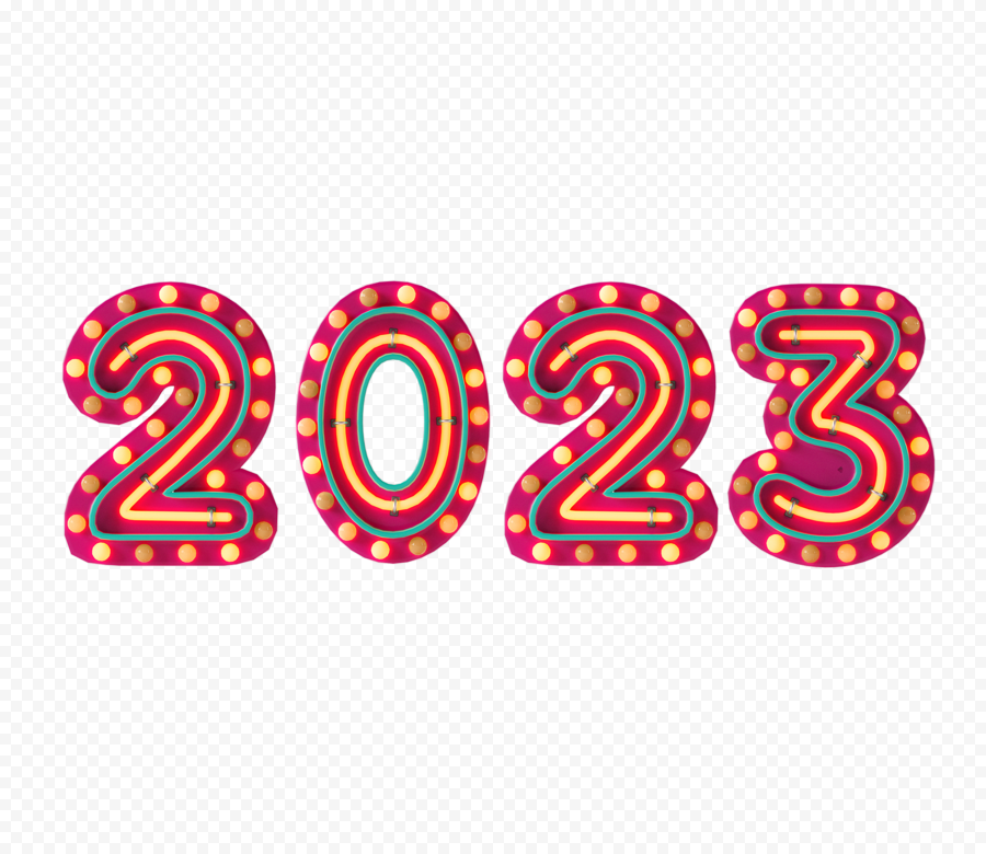 2023 New Year Neon Font 3d Rendering Free PNG