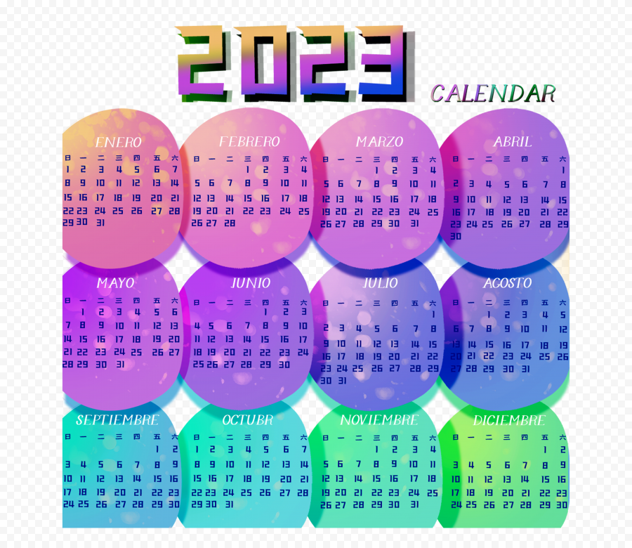 HD Blue Purple 2023 Calendar Transparent PNG