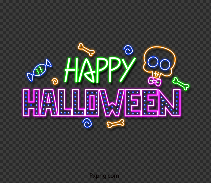 HD Colorful Happy Halloween Neon Signs PNG