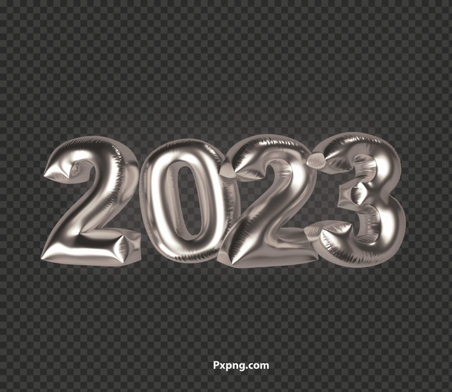 HD Balloons Number 2023 Silver 3d PNG