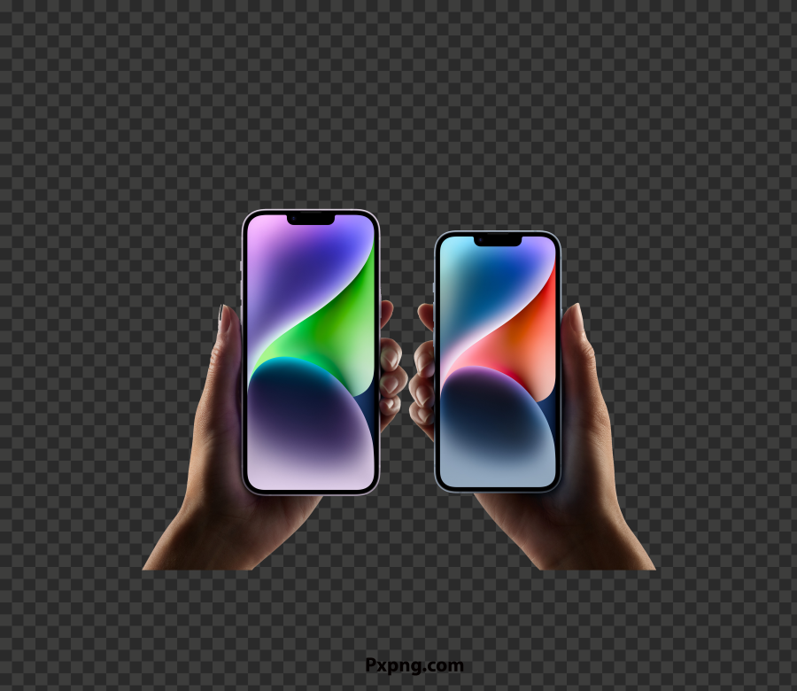 HD Blue iPhone 14 On Hand PNG Transparent Background