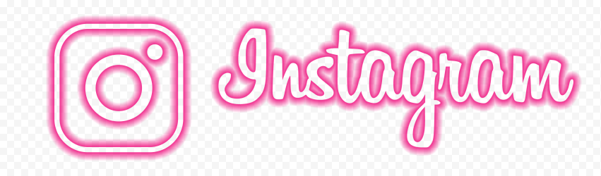 HD Pink Neon Instagram Insta Logo Text & Sign PNG