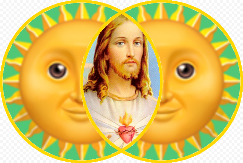 Vesica Pisces Emoji Sun New Emerald Border Master Jesus   Jesus Christ Blue Eyes Blonde, HD Png Download