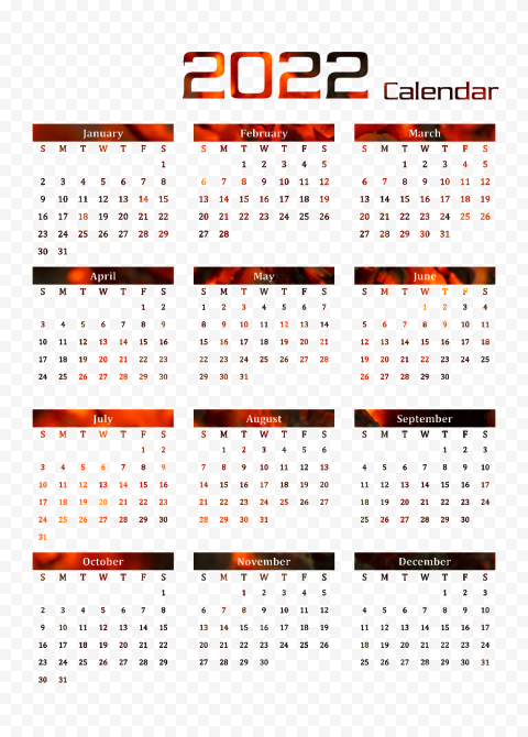 Orange Calendar 2022