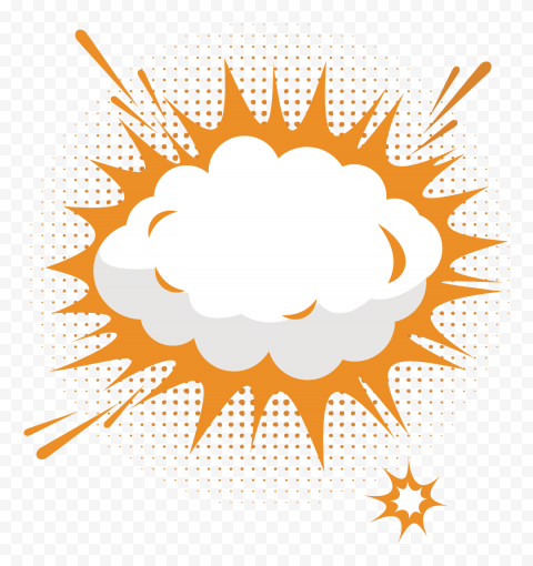 White cloud illustration, Explosion Text box Cloud, Explosion cloud text boxes, text, comic Book, orange png