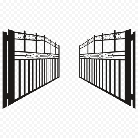 Black Steel Gate Transparent Background