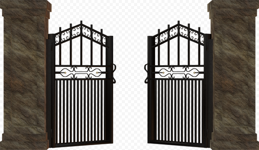 Black Steel Gate PNG Clipart