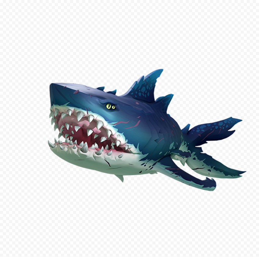 Blue Megalodon Shark PNG HD