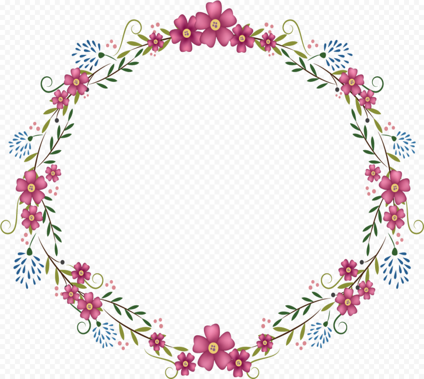 Blooming Floral Circle Border PNG Clipart