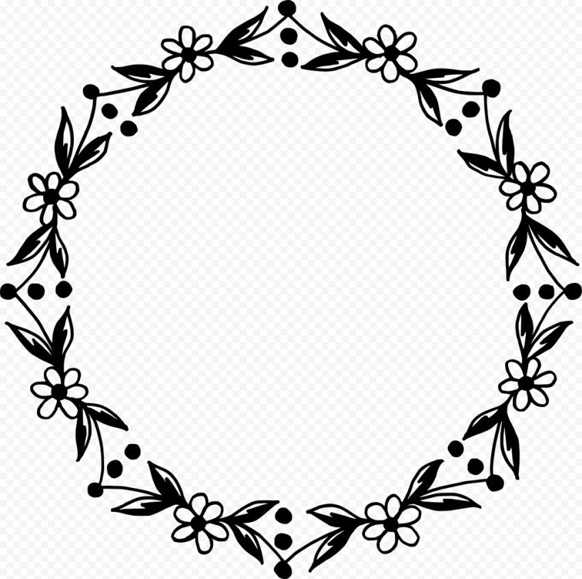 Floral Circle Border Frame PNG Image