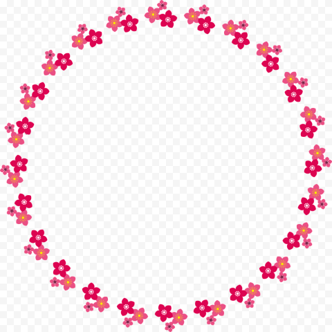 Pink Floral Circle Border Frame PNG File