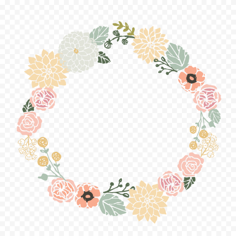 Modern Floral Garland PNG Transparent Image