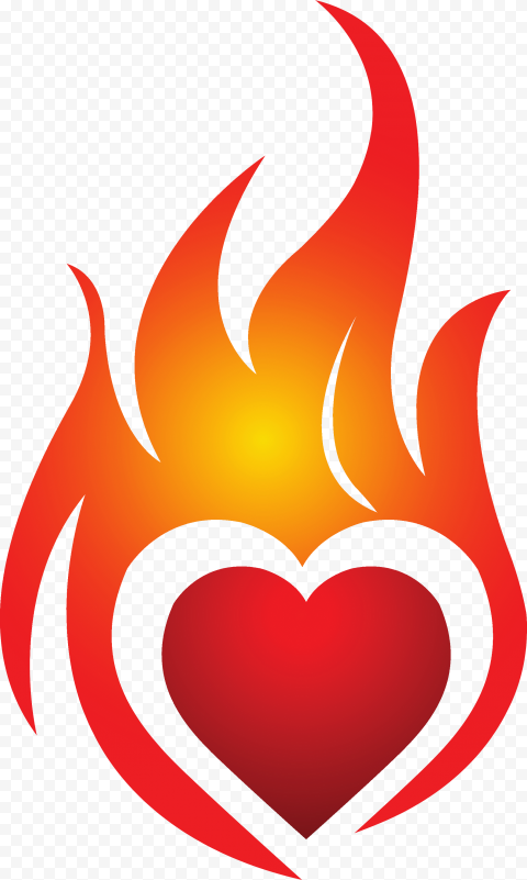 Red Fire Heart Transparent PNG