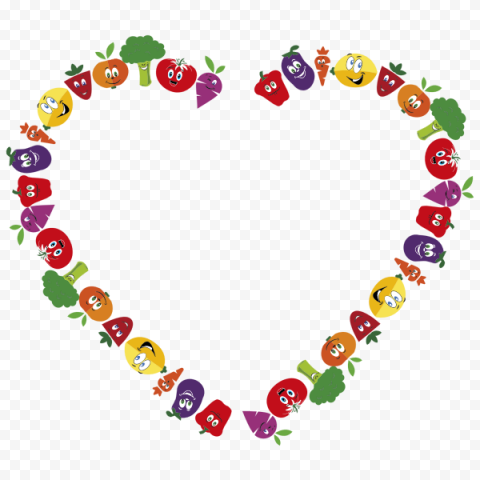 Vector Heart Vegetables PNG Image