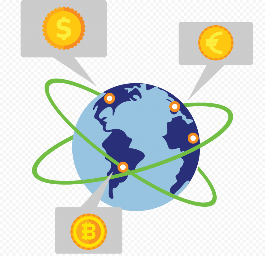 Forex trading backdrop dynamic globe currency elements sketch