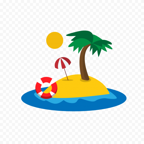 Island illustration, Palm Islands Tropical Islands Resort Beach, Cartoon island landscape, cartoon Character, cartoons, lifebuoy