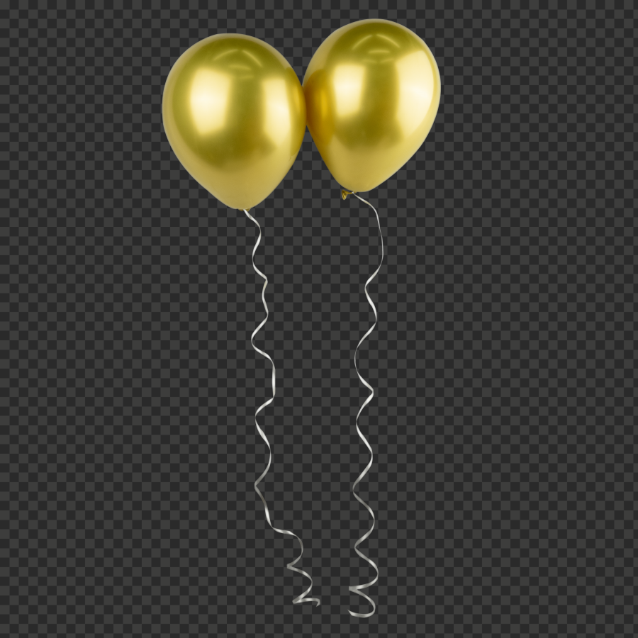 HD 2 Golden Balloons Flying FREE PNG IMAGE