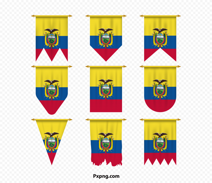 HD Ecuador Flag In Multi Various Shape Transparent Clipart PNG Images
