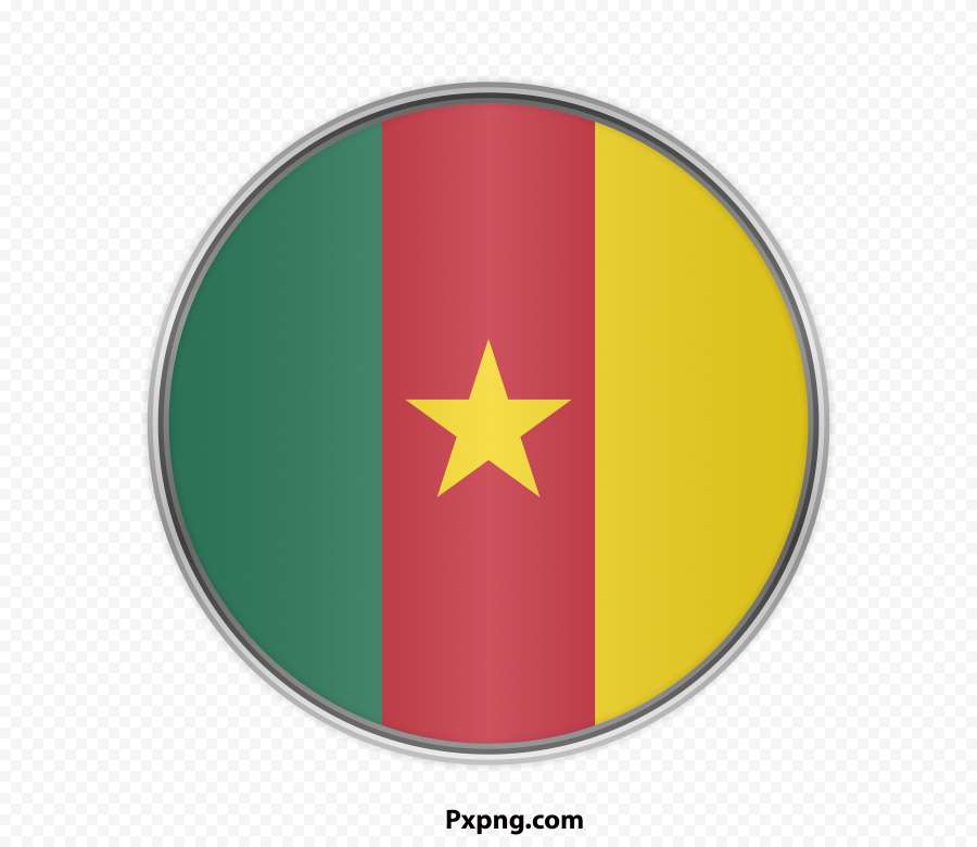3D Round Flag Cameroon Silver Framed Icon Transparent Background Image