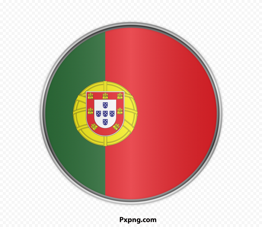 HD Round Flag Portugal Silver Framed Icon PNG