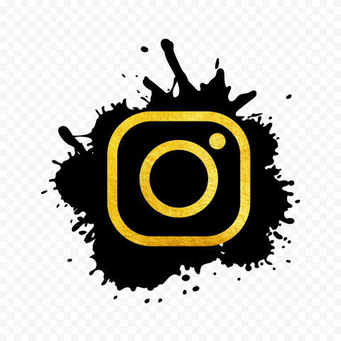 Png image Golden Instagram Logo In Black Brush Stroke Icon 