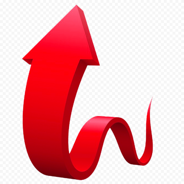 3D Graphic Red Curved Arrow Up   1166x1164