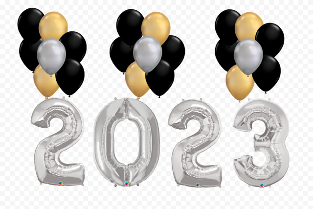 HD 2023 Gold Black Silver Balloon Kit PNG
