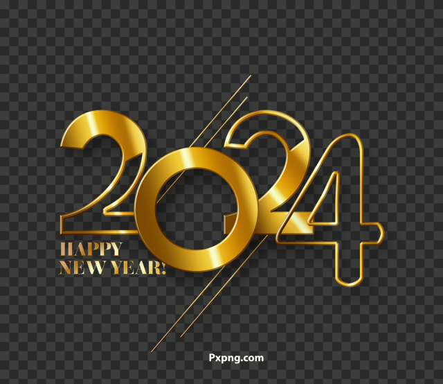 HD 3D Gold 2024 Text Numbers PNG