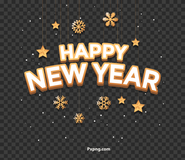HD Happy New Year Gold Celebration PNG