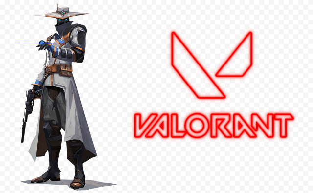 HD Cypher Valorant Agent Character With Red Neon Logo PNG