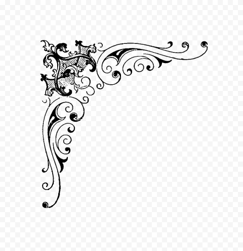 Drawing, Corner Border, monochrome, arabesque, point