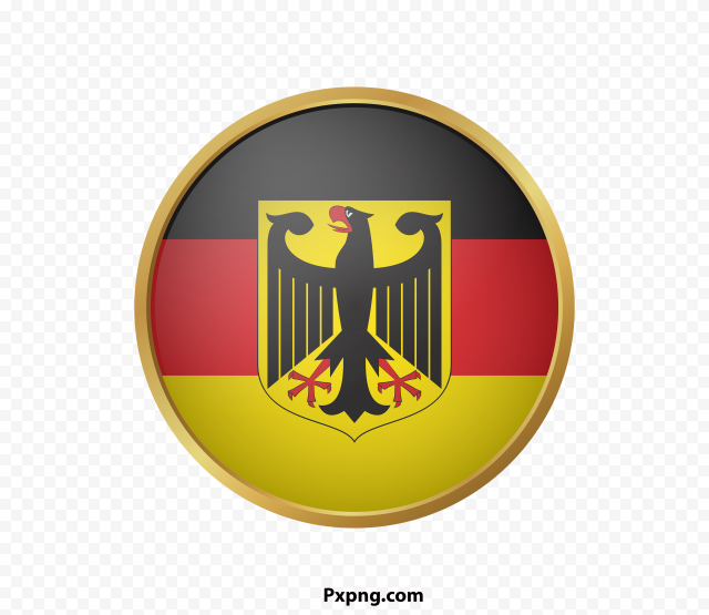 HD Round Flag Germany Gold Framed Icon PNG